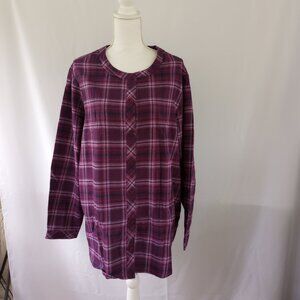 NWT  Purple Plaid Light Weight Flannel Shirt